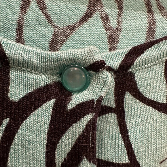 Jones New York Signature Silk Blend Cardigan Teal Rose Floral Button Up Size XL - Picture 6 of 10